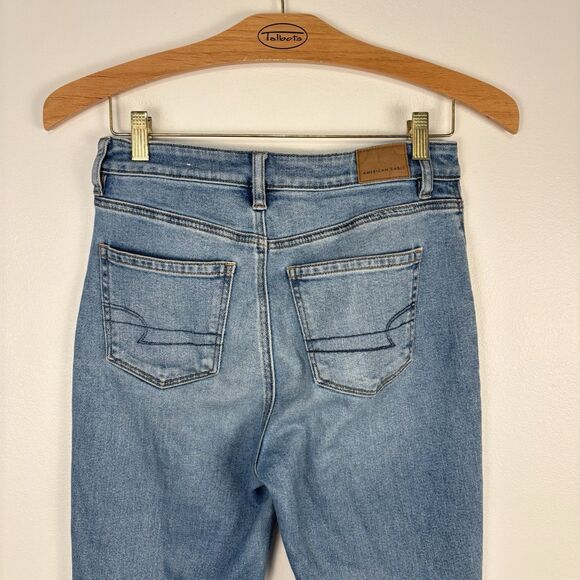 American Eagle Mom Jeans Womens 4 X-Long Medium Wash Tall 31" Inseam Stretch - Picture 4 of 6